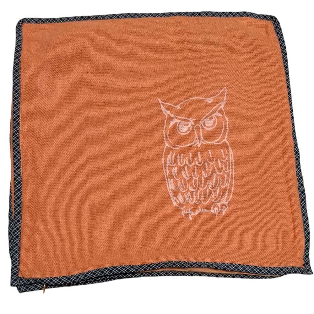 2 pillow shams cases zipper owl Halloween holiday fall plaid